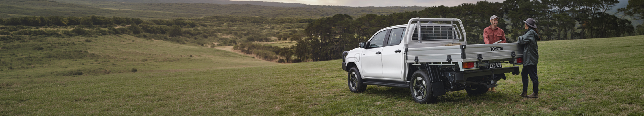 Toyota ute parked in open field Toyota ute parked in open field