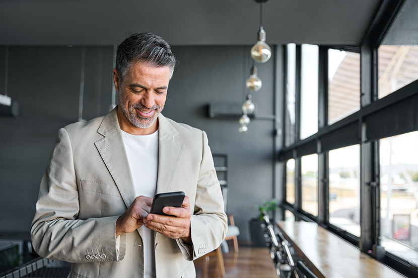 Man working on his phone