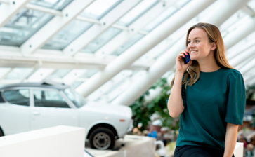 Woman is talking on phone ...