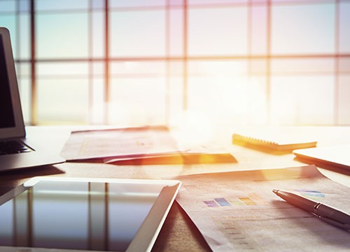 office table with documents on